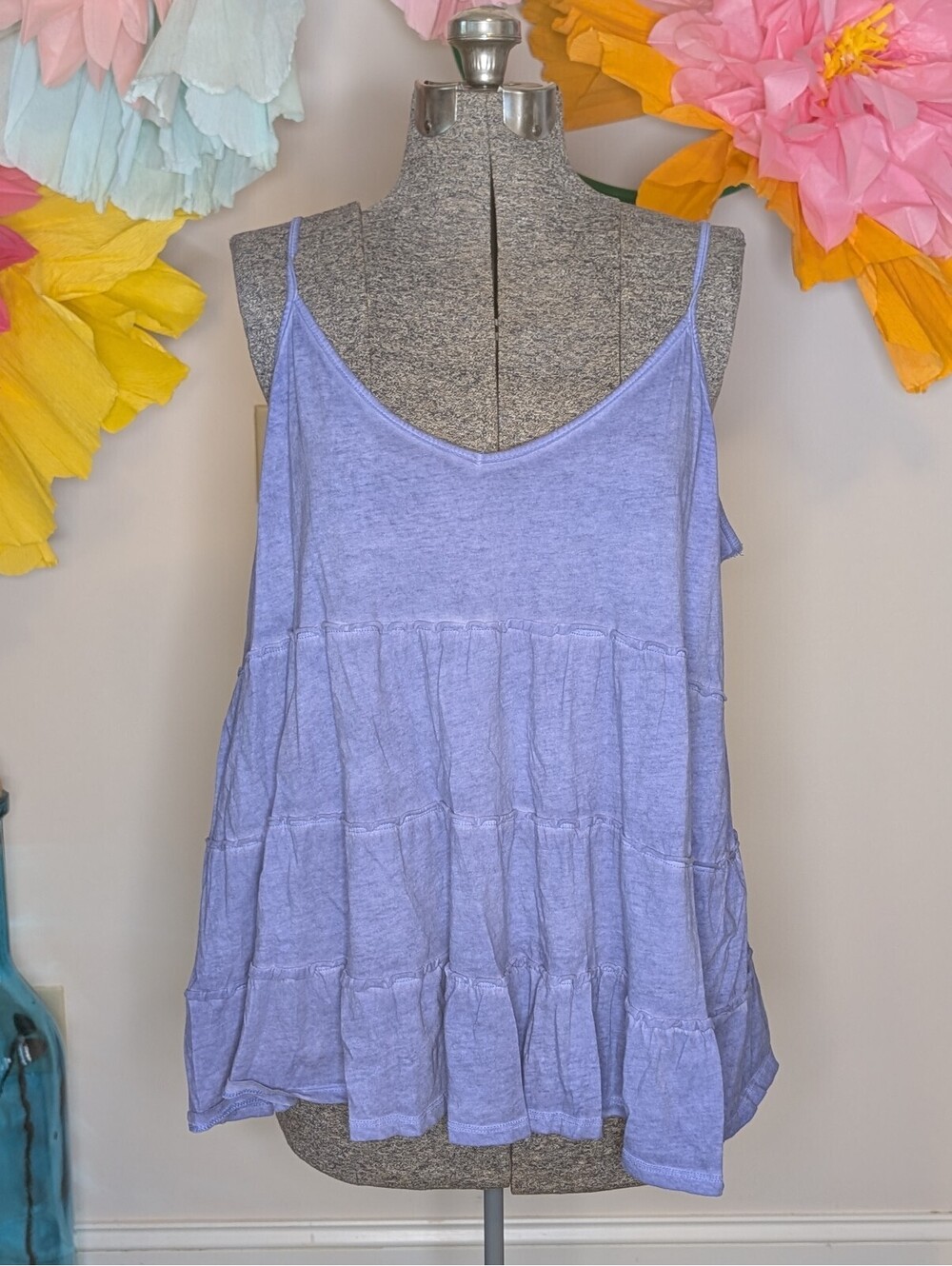 2120 - Umgee USA Light Blue Cotton Adjustable Strap Tank Top Size 2XL